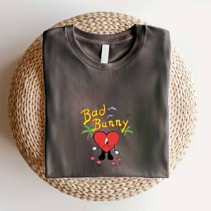 Bad Bunny Heart Embroidered T Shirt Un Verano Sin Ti Album Gifts for Bad Bunny Fans 2