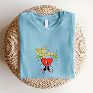 Bad Bunny Heart Embroidered T Shirt Un Verano Sin Ti Album Gifts for Bad Bunny Fans