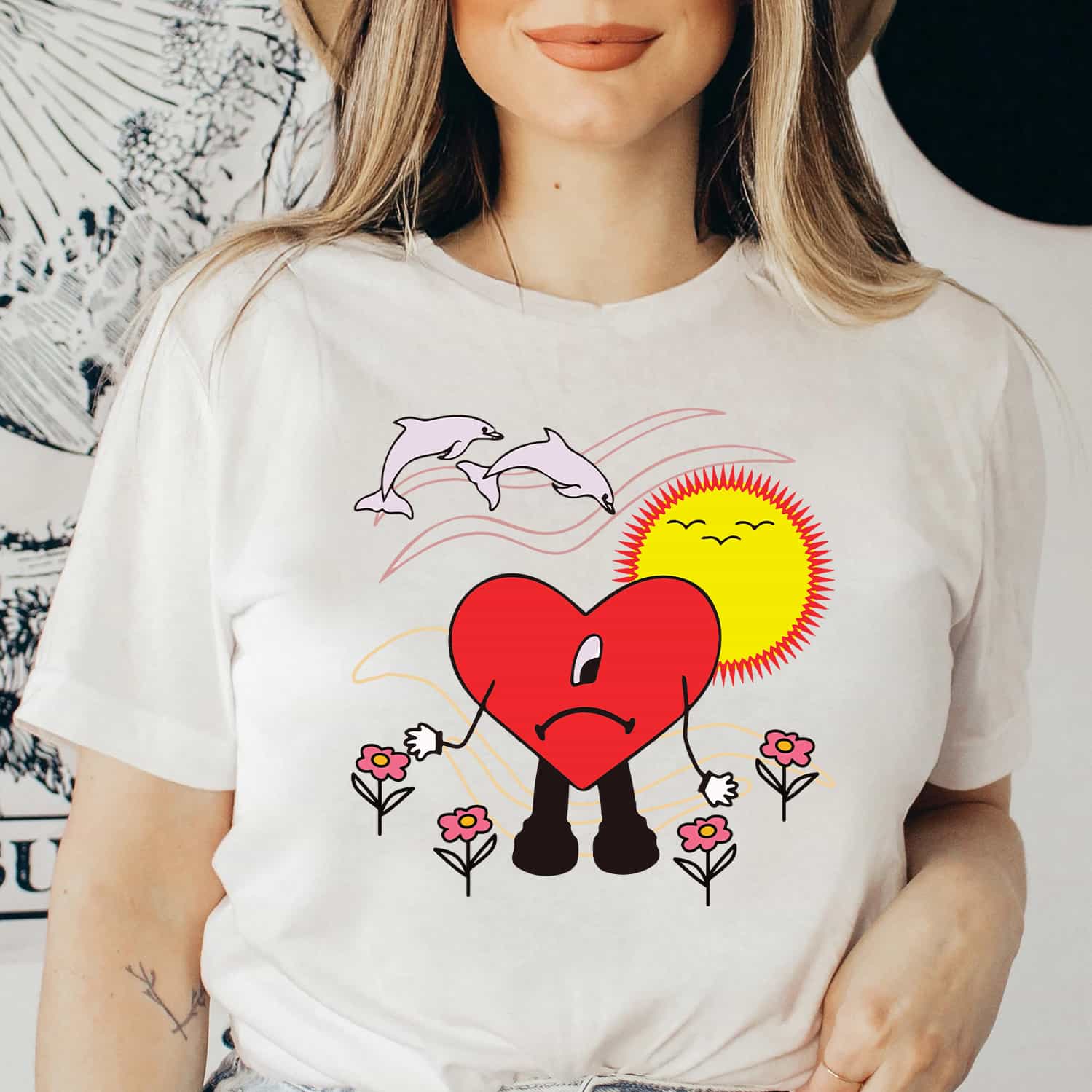 Bad Bunny Heart Shirt, Un Verano Sin Ti Album, Bad Bunny Graphic Tee -  Happy Place for Music Lovers