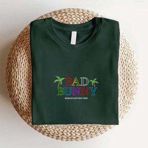 Bad Bunny Worlds Hottest Tour Embroidered Sweatshirt Un Verano Sin Ti Gifts for Bad Bunny Fans 1