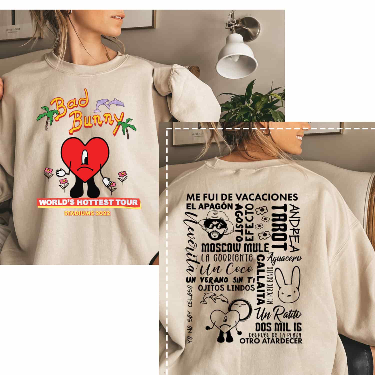 Bad Bunny World's Hottest Tour Shirt, Bad Bunny Gifts for Her - Happy Place  for Music Lovers