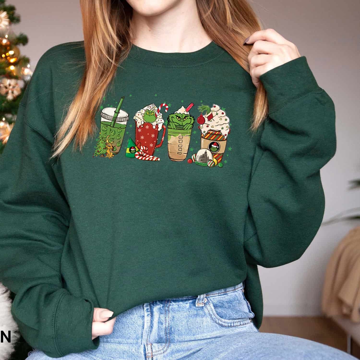 Sale Women's Coffee Makes me Less Grinchy Long Sleeve Crusher Tee
