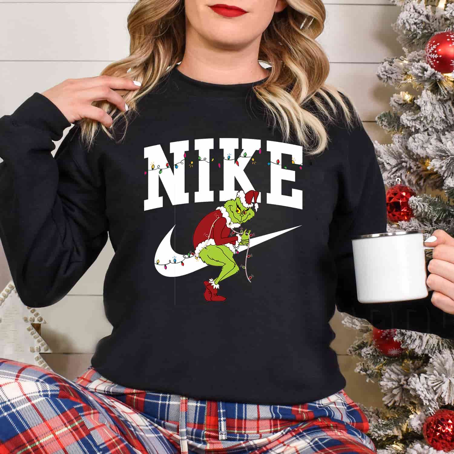Hot The Grinch Nike Logo Noel Hat Grinch Christmas Sweatshirt Wiseabe 