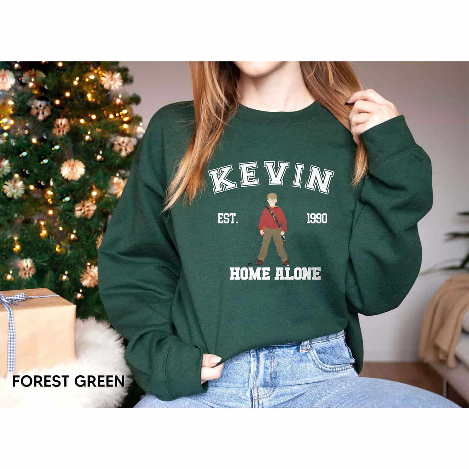 Kevin Home Alone Ugly Christmas Sweater, Funny Christmas Sweatshirt, Gifts for Young Adults - Happy Place for Music Lovers