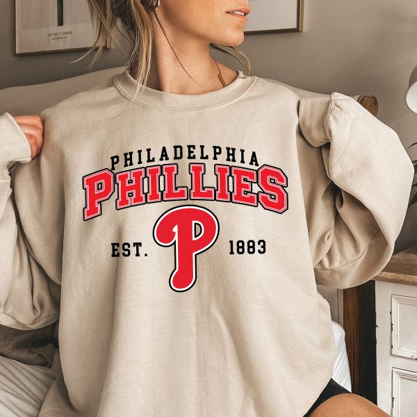 Vintage Philadelphia Phillies Sweater, Phillies EST 1883, Baseball 2022