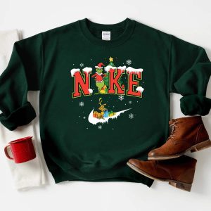 Santa Grinch Nike Christmas Sweatshirt Christmas Gifts 2022 for Her Xmas Gifts for Him 2