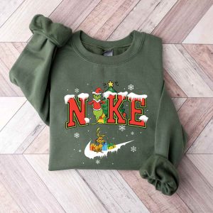 Santa Grinch Nike Christmas Sweatshirt, Christmas Gifts 2022 for Her, Xmas Gifts for Him