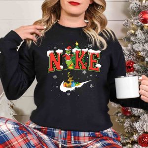 Santa Grinch Nike Christmas Sweatshirt Christmas Gifts 2022 for Her Xmas Gifts for Him