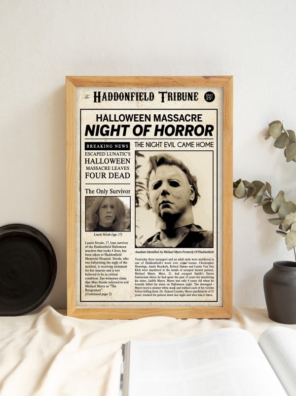 Halloween Night Massacre Haddonfield Poster, Michael Myers, Horror Movies Gift Fan