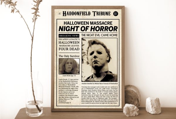 Halloween Night Massacre Haddonfield Poster, Michael Myers, Horror Movies Gift Fan