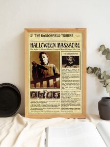 Halloween Massacre Newspaper Poster, Michael Myers, Horror Movies Gift Fan