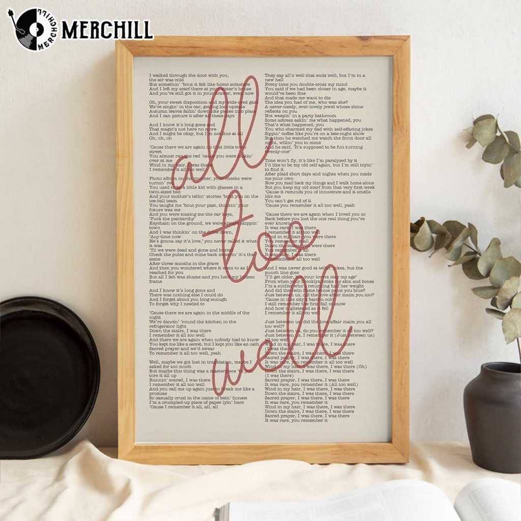 All Too Well Lyrics Taylor Swift Poster Red