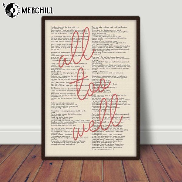 All Too Well Lyrics Taylor Swift Poster Red Gifts for Swifties