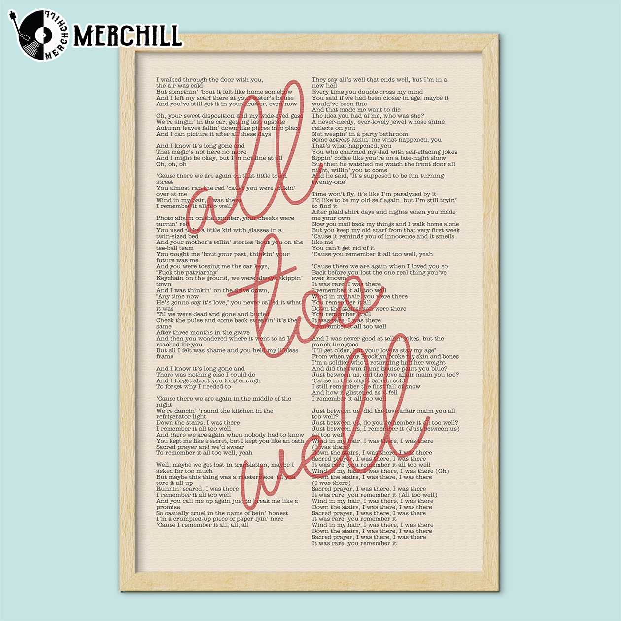 All Too Well Lyrics Taylor Swift Poster Red Gifts for Swifties - Happy  Place for Music Lovers
