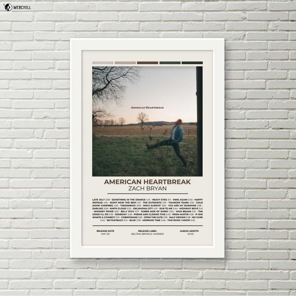 American HeartBreak Poster Zach Bryan Album Cover