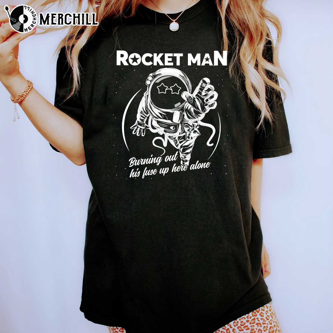 Elton John Rocketman T Shirt Lyrics Song 90s - Happy Place for Music Lovers