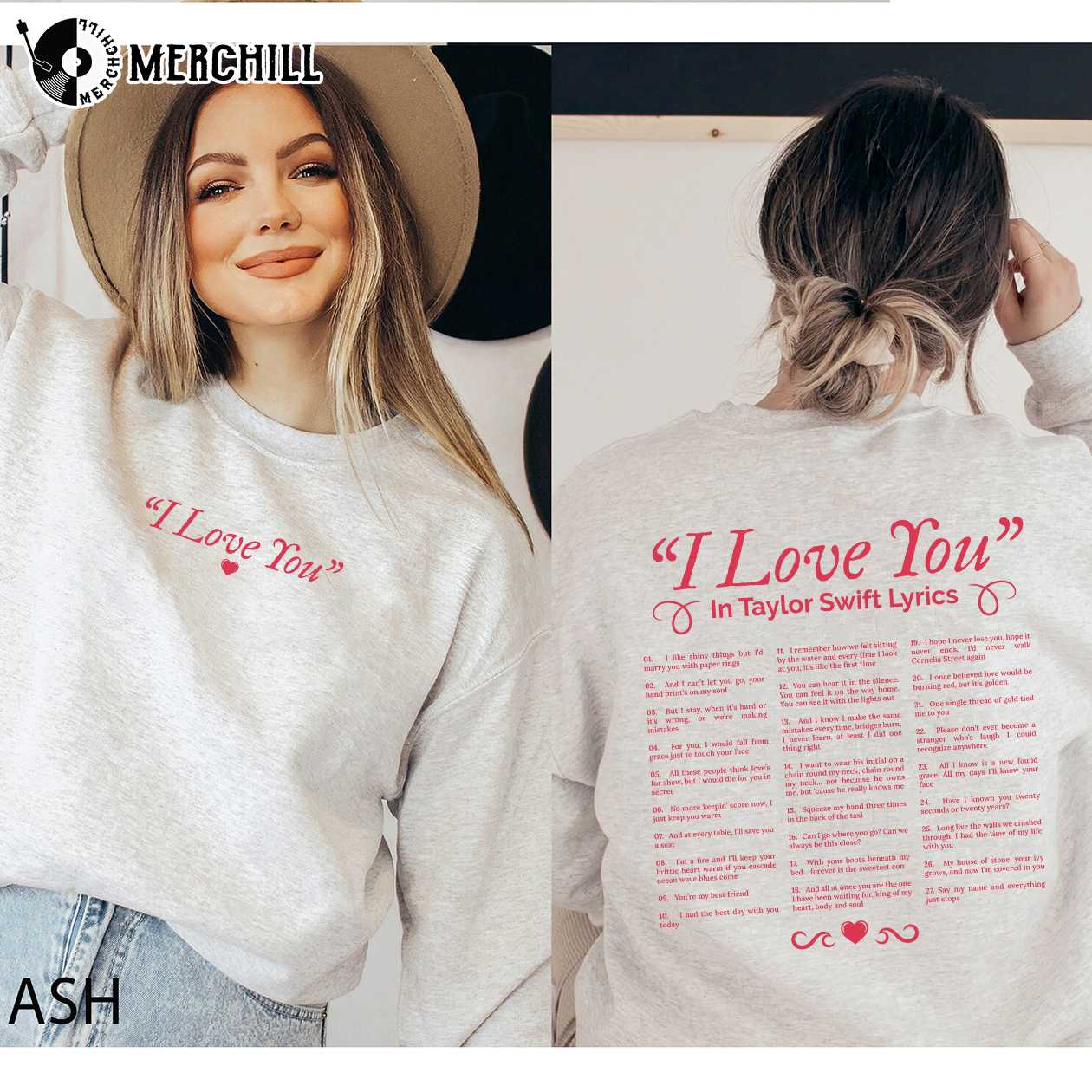 2023 I love you in Taylor Lyrics sweatshirt - Rockatee