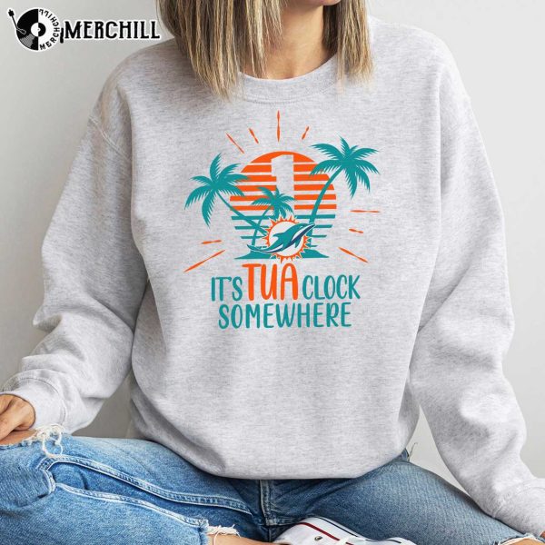 It’s Tua Clock Somewhere Funny Miami Dolphins Shirts Miami Dolphins Christmas Gifts