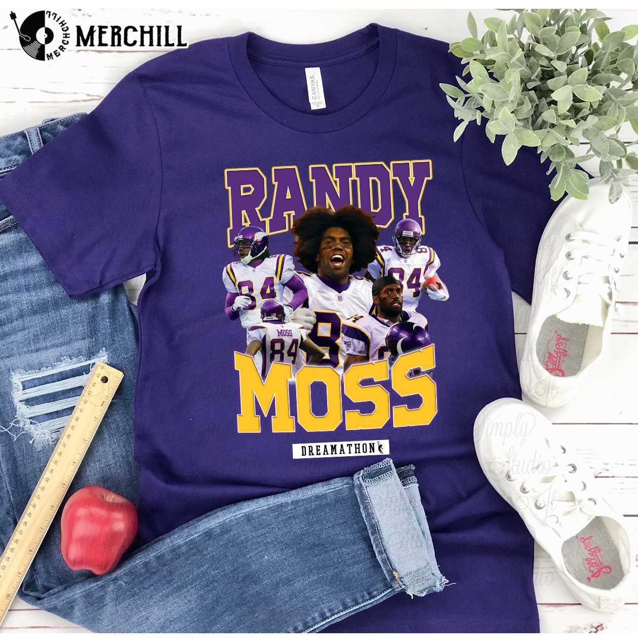 Minnesota Vikings 84 Randy Moss Vintage Youth Jersey Purple 