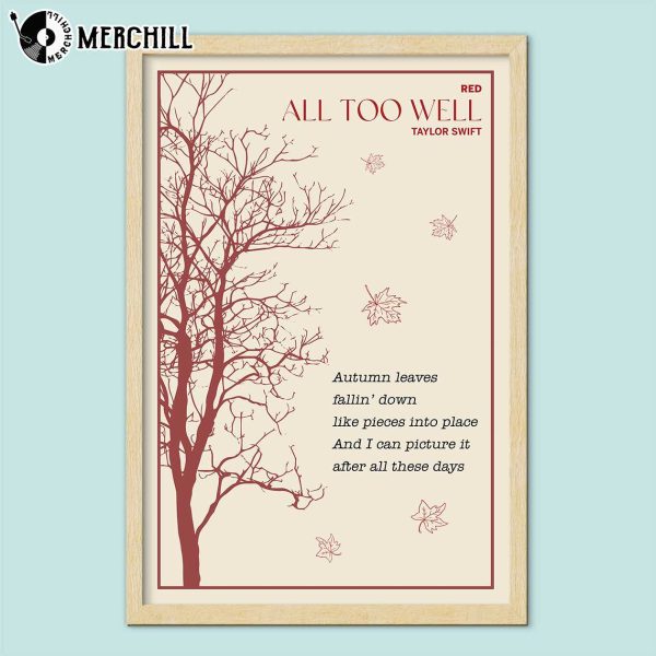 Red All Too Well Poster Taylor Swift Inspired Gifts