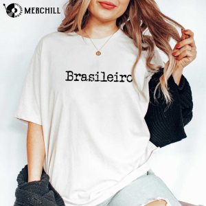 Retro Brasileiro White Brazil Shirt Gift for Brasil Soccer Fans