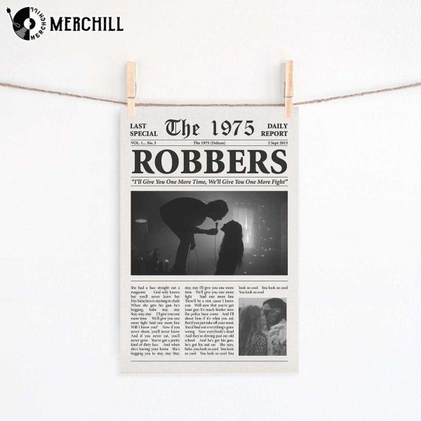 Robbers Lyric The 1975 Retro Newspaper Poster Gifts for The 1975 Fans