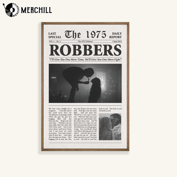 Robbers Lyric The 1975 Retro Newspaper Poster Gifts for The 1975 Fans