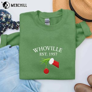 Whoville University Sweatshirt Grinch Embroidered Sweatshirt Grinch Gifts 2