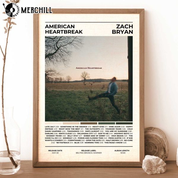 Zach Bryan American HeartBreak Poster Album Cover Gift for Zach Bryan Fan