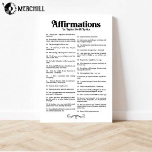 Affirmations In Taylor Swift Lyrics Poster Gift for Swiftie 4