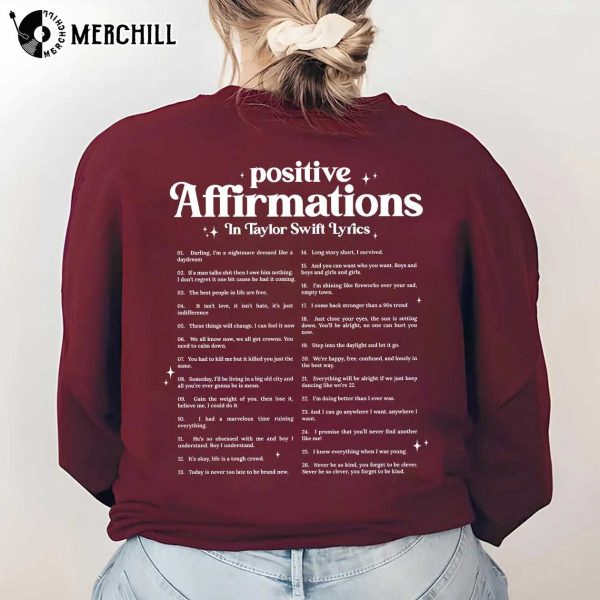 Positive Affirmations Taylor Swift Lyrics Sweatshirt Cool Gift for Swiftie