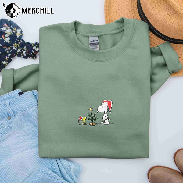 Snoopy and Woodstock Christmas Embroidered Shirt Gift for Peanuts Lovers