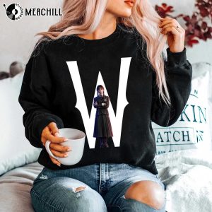 W Logo Wednesday Addams Sweatshirt Gothic Horror Gifts for Her 2