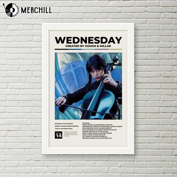 Wednesday Play Cello Poster Jenna Ortega Horror Lovers Gifts