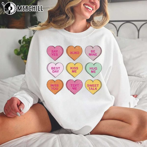 Candy Heart Valentine Tee Shirts Womens Valentines Gifts for Mom