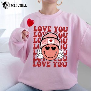 Love You Smile Face Valentines Day Graphic Tee Cute Valentines Day Gifts for Her