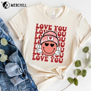 Love You Smile Face Valentines Day Graphic Tee Cute Valentines Day Gifts for Her