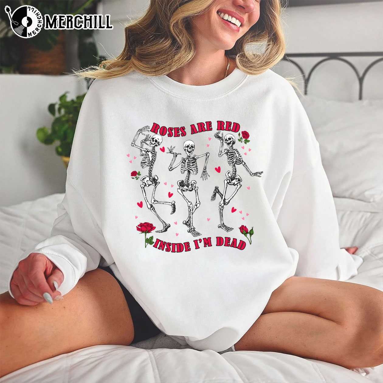 Roses Are Red Inside I'm Dead Funny Valentines Day Shirts for Her - Happy Place for Music Lovers
