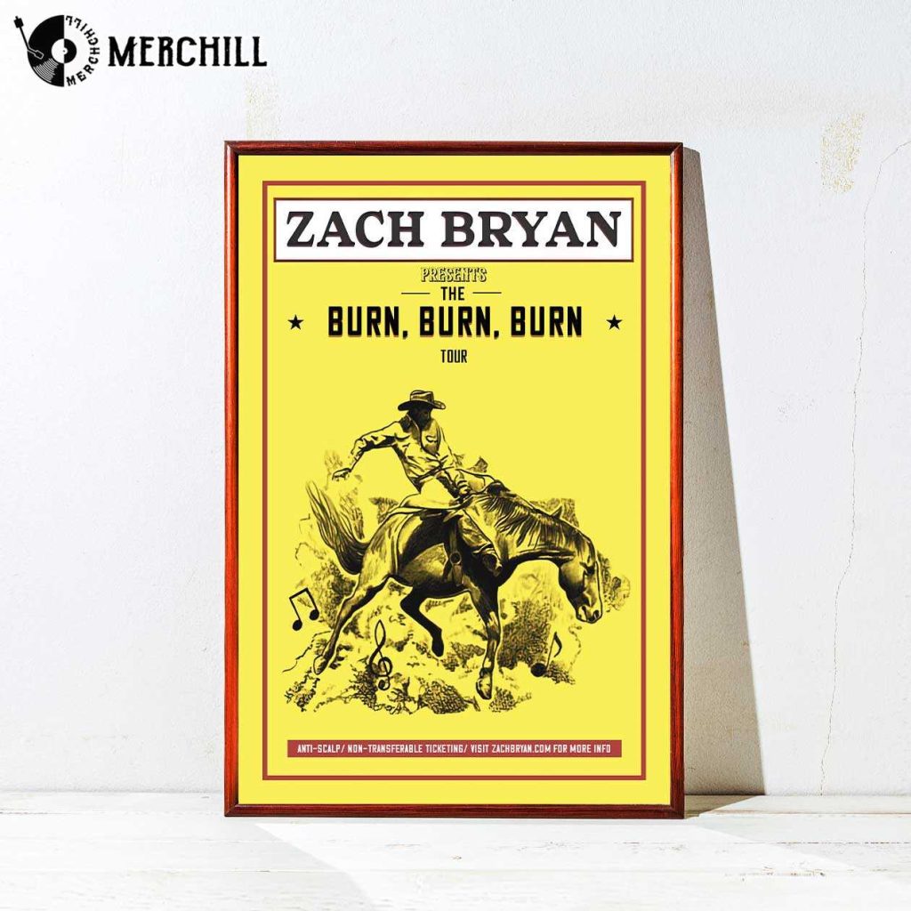 Burn Burn Burn Tour 2023 Zach Bryan Poster Gifts for Country Music Lovers Happy Place for