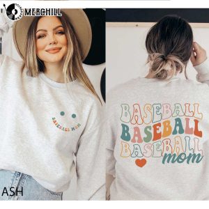 Smiley Face Baseball Mom Sweatshirt Cute Mothers Day Ideas
