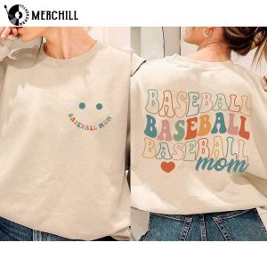 Smiley Face Baseball Mom Sweatshirt Cute Mothers Day Ideas