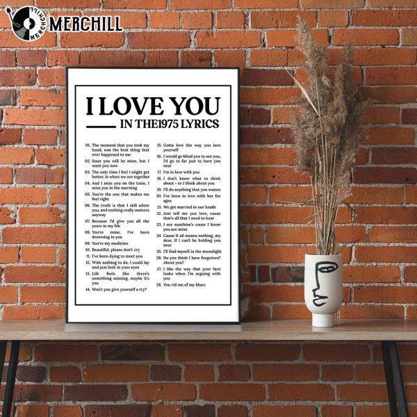 I Love You in The 1975’s Lyrics Poster Gift for The 1975 Fans
