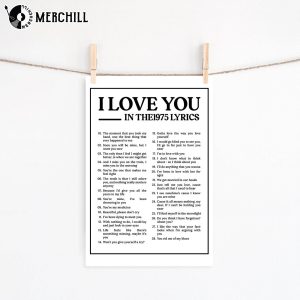 I Love You in The 1975s Lyrics Poster Gift for The 1975 Fans 3