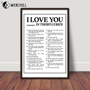 I Love You in The 1975s Lyrics Poster Gift for The 1975 Fans 4