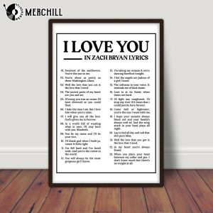 I Love You in Zach Bryans Lyrics Poster American Heartbreak Album 4