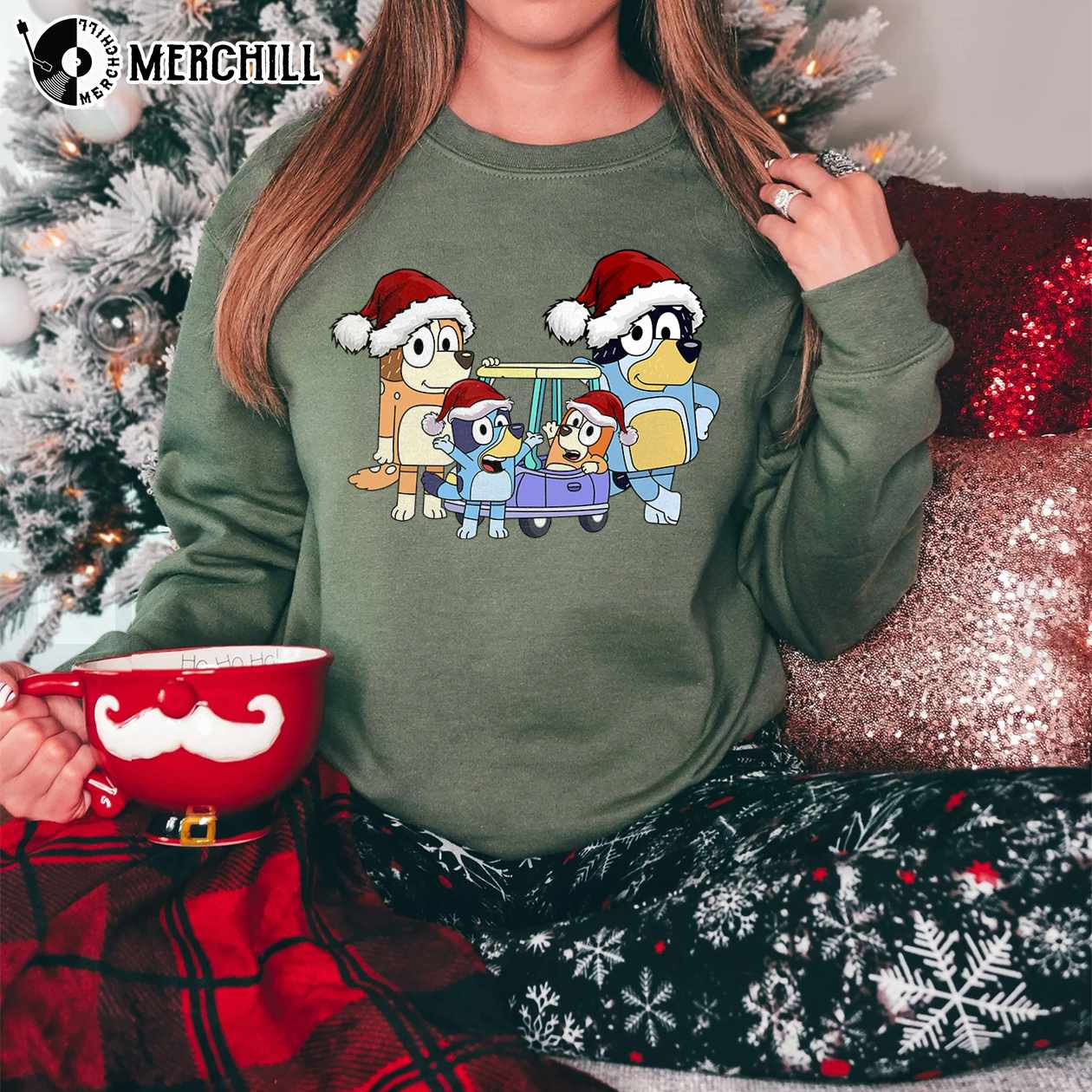 Christmas Bluey Family Shirt Bluey Theme Tee - Happy Place for Music Lovers