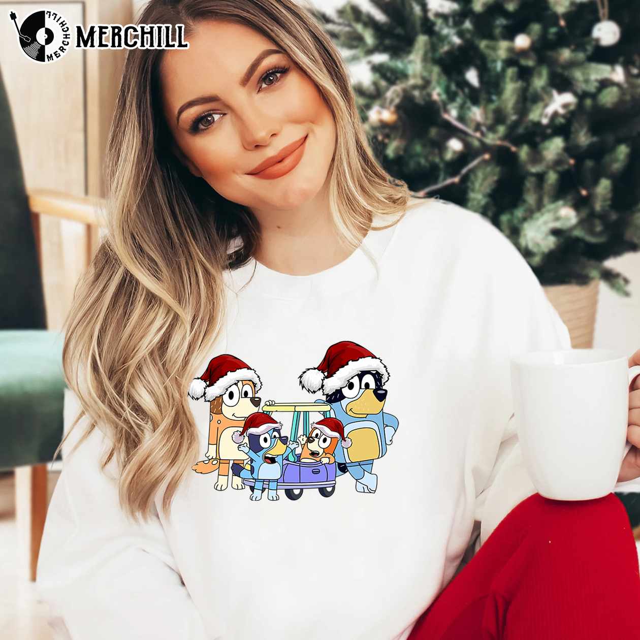 Christmas Bluey Family Shirt Bluey Theme Tee - Happy Place for Music Lovers