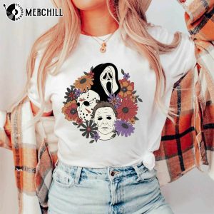 Floral Halloween Horror Movie Shirt Spooky Gift 3