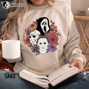 Floral Halloween Horror Movie Shirt Spooky Gift 4