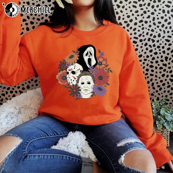 Floral Halloween Horror Movie Shirt Spooky Gift
